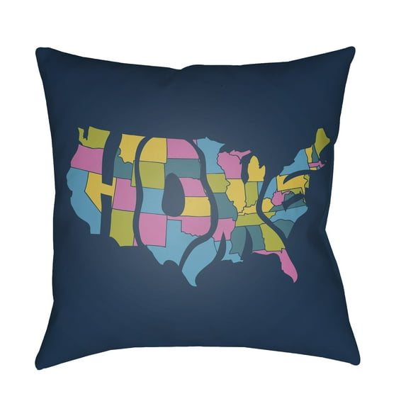 Surya LOTA-HME-2020 Lolita 20" Wide Square Novelty "Home" Map Polyester Outdoor Accent