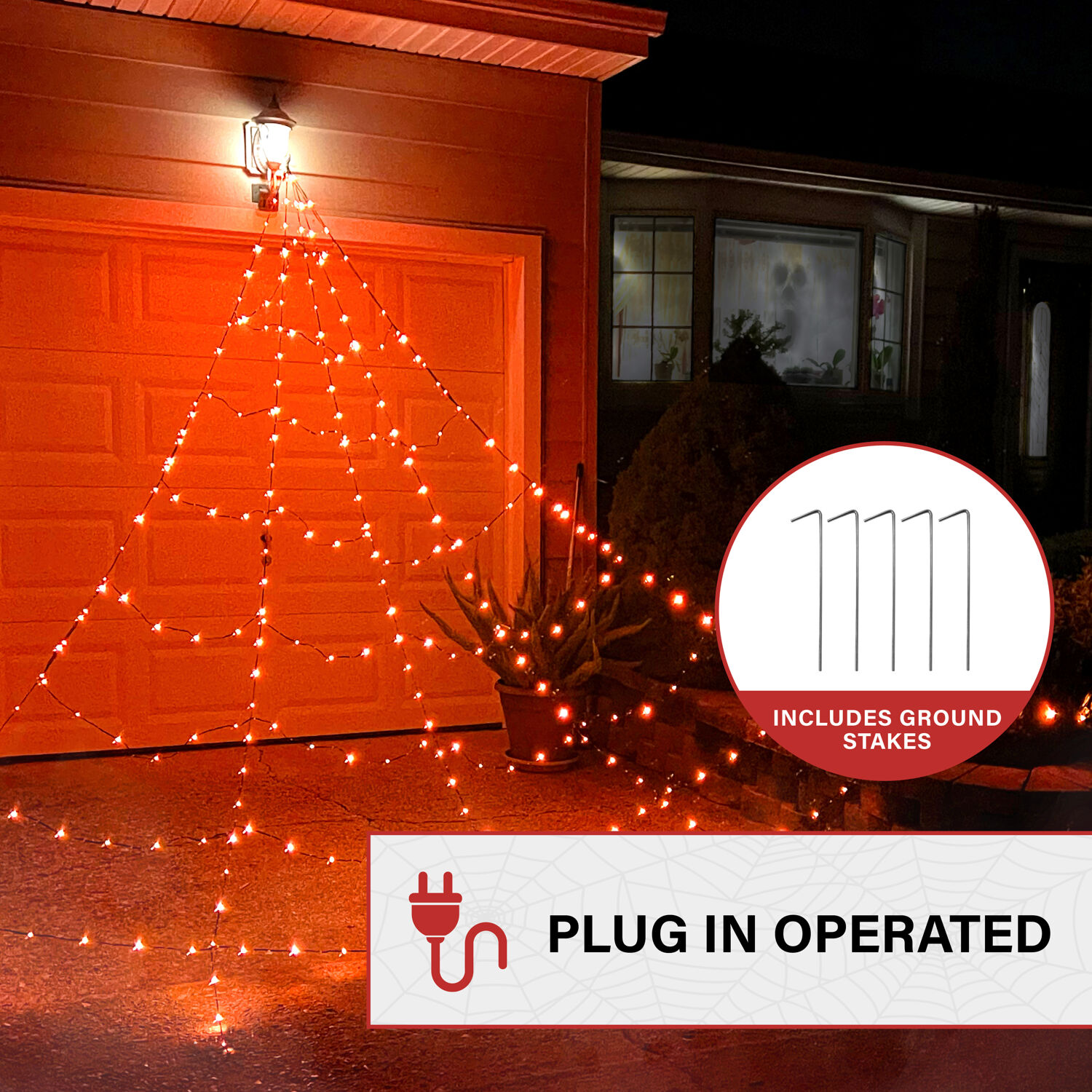 Haunted Hill Farm Prelit LED Spider Web, 12.0-Ft.