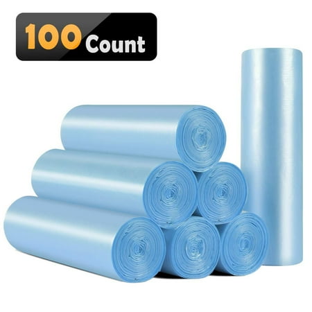 120 Biodegradable Bags Small Trash Bags 4 Gallon Biodegradable Garbage Bags 100 Counts,Unscented Leak Proof Compostable Bags Wastebasket Liners for Office,Home,Bathroom, Bedroom,Car,Kitchen,Pet(Shiny Blue) Shiny Blue ()