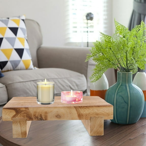 UPOUART 1Set Rectangular Khaki Wood Stool for Home Decoration and Living Room Use Small Wood Step Stool 9.8x7.1x2.8in