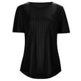 thumbnail image 4 of TYGHBN Womens T Shirts Short Sleeve Pleated Dressy Casual Neck Summer Tops Blouses Casual Short Sleeve Tops for Women 100 Polyester Shirts Women Long Sleeve Running Shirts Women Casual Shirts Summer, 4 of 8