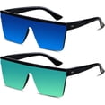 thumbnail image 1 of HAHDAXIA Square Oversized Sunglasses for Women Men Big Flat Top 2 pack Fashion Shield Large UV Protection Rimless Shades, 1 of 6