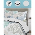thumbnail image 4 of Quilts Twin-XL Size Bedding Set, Coastal Lightweight Quilted Comforter, Summer Beach Nautical Coral Starfish Soft Reversible Bedspread Coverlet with Pillow Covers for All Season, 68" x 98", 4 of 7