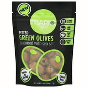 Mario Green Olives Pitted with Sea Salt, 4.2oz Brineless Pouch