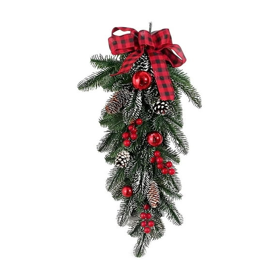 Darzheoy Christmas Wreath Rattan Artificial Green Large Wreath for Front Door Window Walls Indoor Outdoor Holiday Decorations Festive