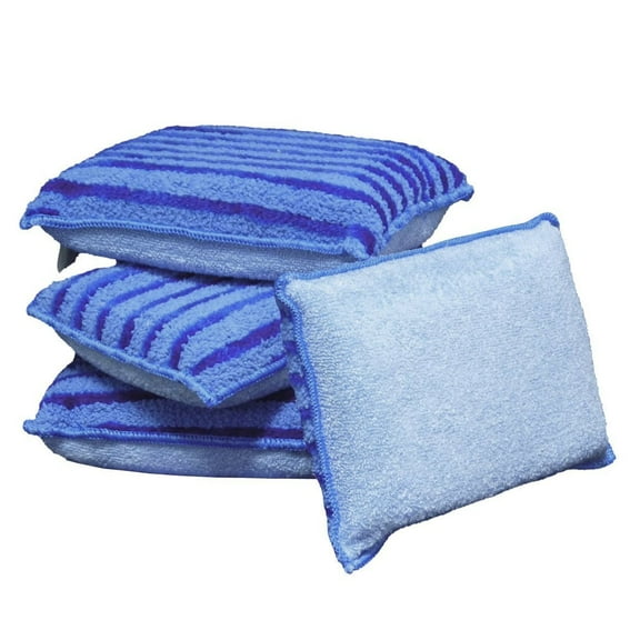 Magic Sponge - Magic Microfiber Two Sides Cleaning Power Scrubbing Sponge - Blue Jumbo 5-Pack