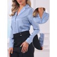 thumbnail image 2 of DARING DIVA Satin Bodysuit Button Up Long Sleeve Shirt X-Small Dusty Blue, 2 of 6