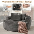 thumbnail image 5 of XIZZI 58.26" Round Sofa Indoor Upholstered Sleeper Bed Sofas, Oversized Plush Chaise Lounge Chair, Modern Comfy Deep Seat Couch for Living Room, Bedroom, Gray, 5 of 9