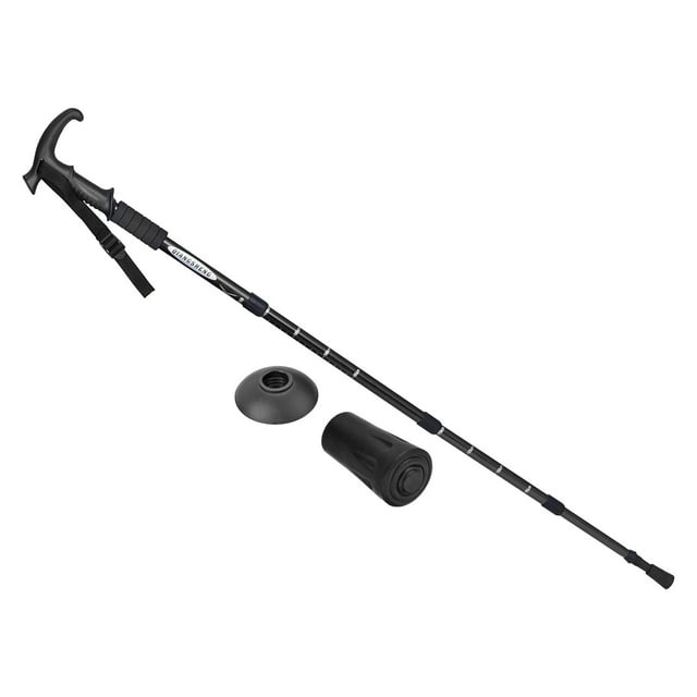 Unique Bargains Trekking Poles Collapsible Telescopic Hiking Pole 43 Inch T Handle, Black