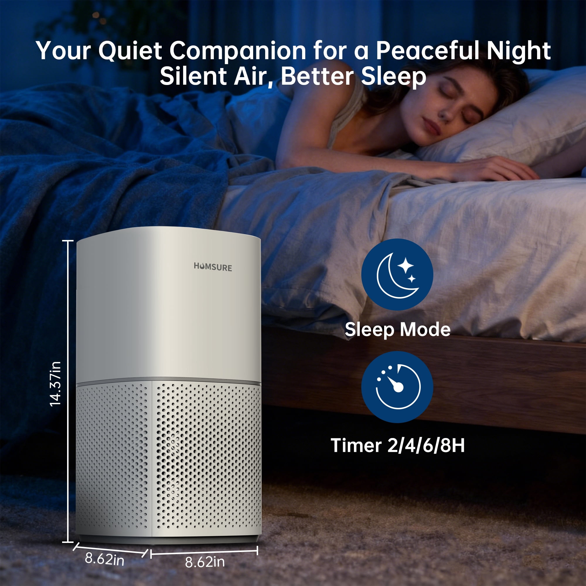 HUMSURE Air Purifier for Home Large Room up to 3500 Sq.ft/H, Air Purifier for Allergies and Asthma, 4-Stage Hepa Filter Air Purifier, Remove 99.97% Pet Hair Dust