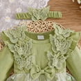 thumbnail image 5 of Xyant Baby Girl Romper Dress Embroidery Lace Flowers Baby Dress Romper Fall Winter Festival Clothes with Headband (Green,1-3 Months), 5 of 5