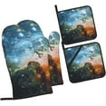 thumbnail image 2 of Galaxy Space. (2) Print Oven Mitts and Pot Holders Sets 4 Piece Set Kitchen Women Men Cooking Baking Microwave Heat Resistant, 2 of 6