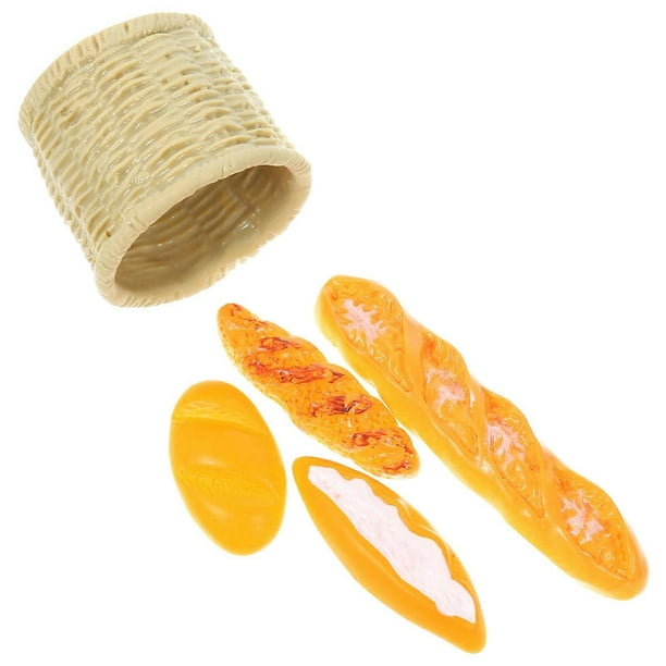 Mini Bread Basket Set Realistic Miniature Dollhouse Food Ornaments Resin Crafts for DIY Landscape Decor Tiny Breakfast Basket Models for