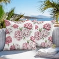 thumbnail image 3 of Throw Pillow Covers 18x18 Inch Set of 2, Pink Floral Waterproof Outdoor Pillow Covers, Spring Summer Modern Flower Leaf Decorative Cushion Pillowcases for Couch, Sofa, Bed, Garden, Patio, 3 of 9