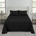 thumbnail image 2 of Lux Decor Collection Double-Brushed Microfiber Deep Pocket Full Bed Sheets Set, Fitted, Flat Sheet, 4 Pillowcases - Black, 2 of 4