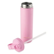 Thyme & Table 26 fl oz Water Bottle with Straw Lid, Pink with Heart Gold Charm