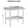 thumbnail image 2 of Heavy Duty Stainless Steel Table 36x24 Inch with Backsplash and Adjustable Shelf, Commercial Grade Metal Work Table for Kitchen, Restaurant, and Business Prep, 2 of 7