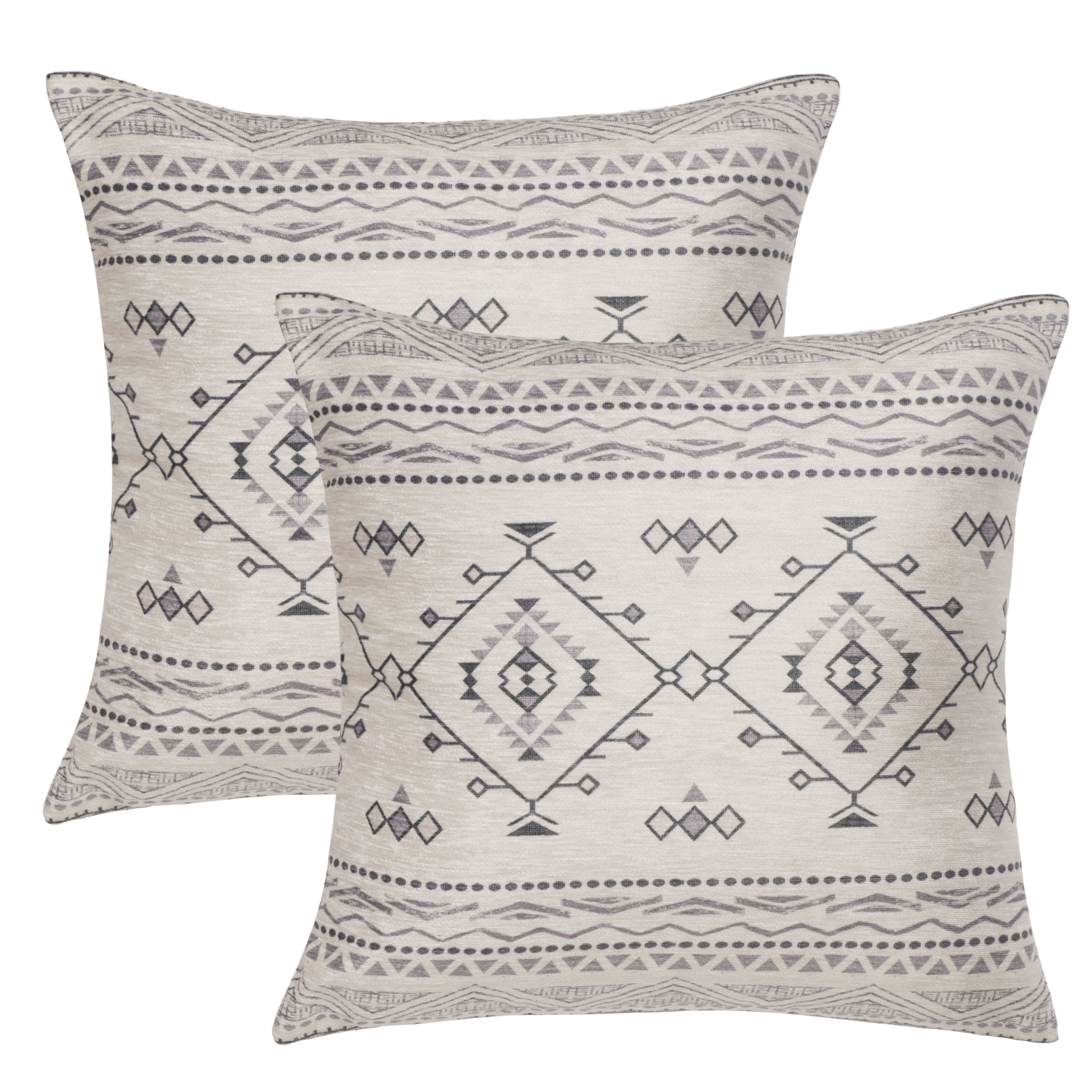 Safavieh Samira 20" x 20" Southwestern Beige/Black Aztec Decorative Pillow (2 Count)