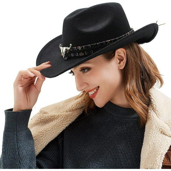 Cowboy Hat for Men Women Classic Roll Up Fedora Hat with Buckle Belt