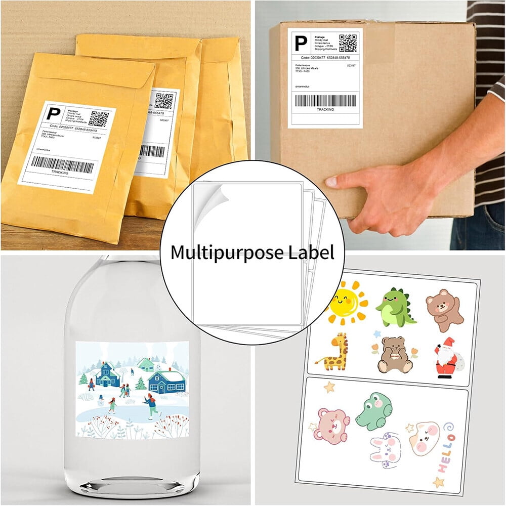 MPRT 500 Half Sheet Label Self Adhesive Shipping Labels, 8.5" x 5.5" Round Corner Mailing Address Blank Labels for Laser & Inkjet Printers (Total 500 Labels = 250 Sheets)