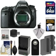 Canon EOS 6D Digital SLR Camera Body with 64GB Card + 2 Batteries & Charger + Remote + Accessory Kit