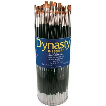 Sable Long Handle (Dynasty B-1300AF Flat Red Sable Hair Long Hardwood Handle Artists Paint Brush Set, Assorted Size, Black, Set of)
