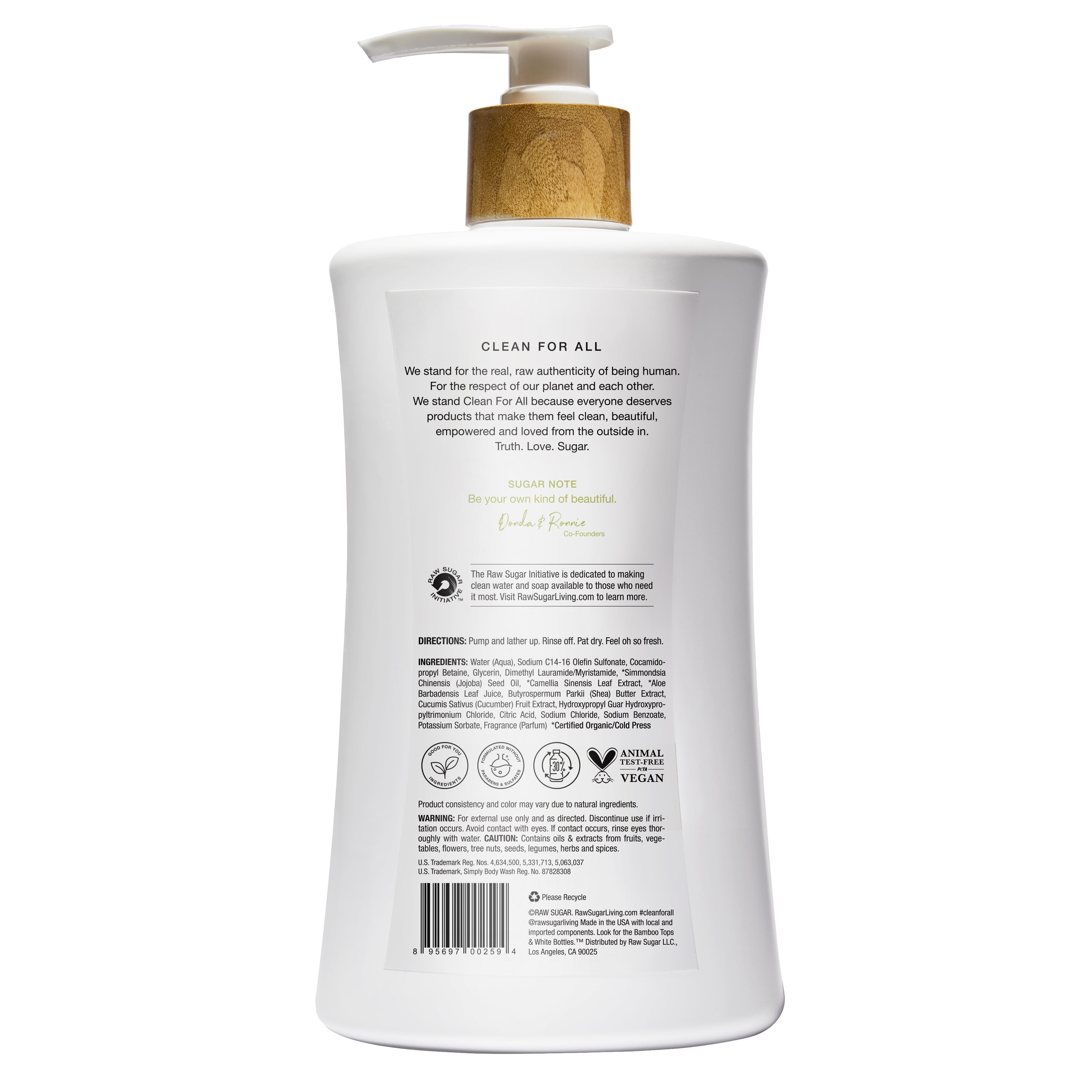 Raw Sugar Simply Body Wash for Sensitive Skin, Green Tea + Cucumber + Aloe Vera, 40 fl oz