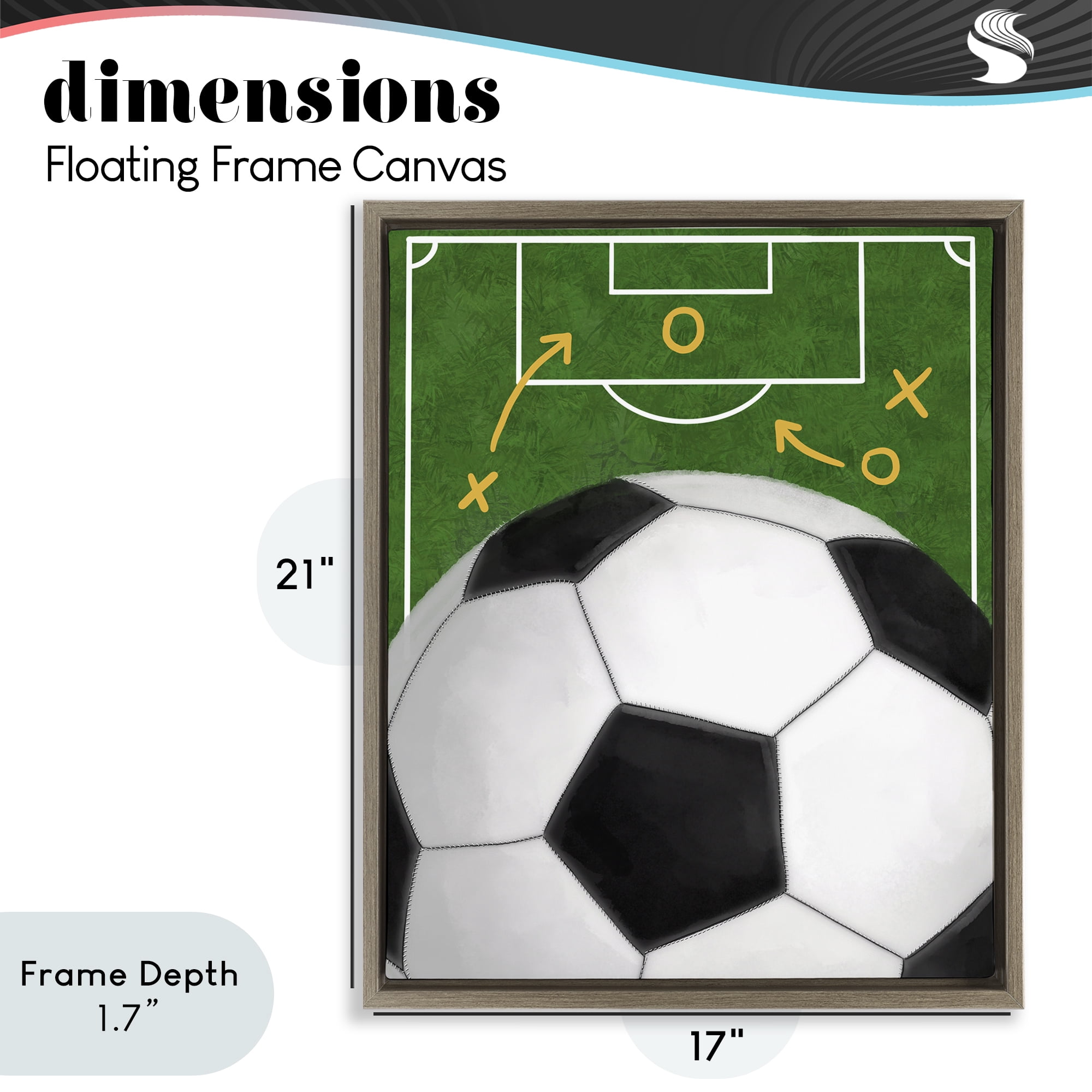 Stupell Industries Soccer Field & Ball Brown Framed Floater Canvas Wall Art, design by Jennifer Stith