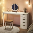 thumbnail image 3 of Tribesigns 47 inches Vanity Desk with 5 Drawers, Makeup Vanity Table Dressing Table with Storage, Modern Simple Computer Desk, White, 3 of 6