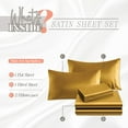 thumbnail image 3 of Elegant Comfort Luxurious 4-Piece Silky Satin Sheet Set Cooling Soft Satin Sheet Set, Cali King, Gold, 3 of 5