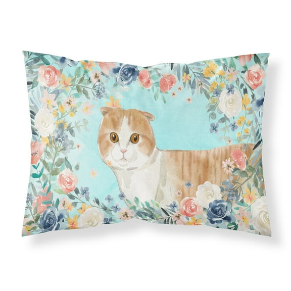 Scottish Fold Spring Flowers Fabric Standard Pillowcase
