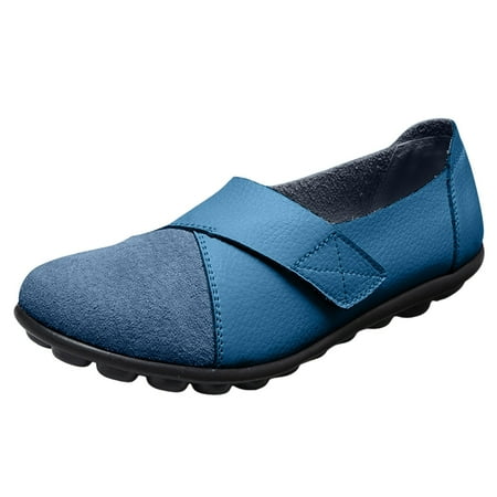 

QYZEU Women Dress Shoes Women s Casual Flip Flops Women Casual Slip On Dress Loafers Womens Comfortable Leather Driving Shoes Outdoor Walking Shoes Light Blue 43