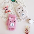 thumbnail image 3 of Children Winter Warm Casual Knit Cute Pattern Mittens Plus Velvet Flip Fingerless Multifunction Glove, 3 of 4