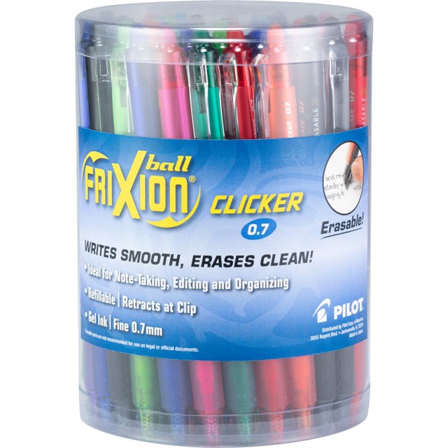 Bolígrafos de tinta de gel PILOT FriXion Clicker borrables de 0,7 mm, paquete de 36