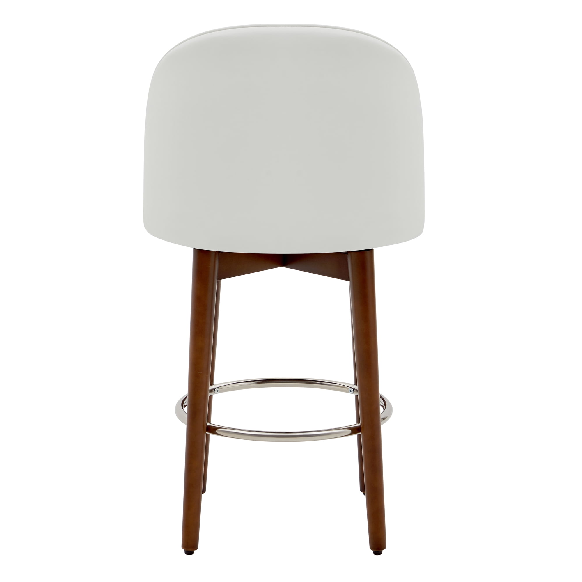 CHITA Counter Height Bar Stools Set of 2, 26 inch Swivel Barstools for Kitchen Island,Faux Leather in White