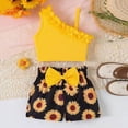 thumbnail image 6 of kaprioy Toddler Girl Clothes 2T 3T 4T 5T 6T 7T 8T Toddler Baby Girls Summer Clothes Outfits Ruffle Sleeveless Top Shirt Cute Shorts Set, 6 of 6
