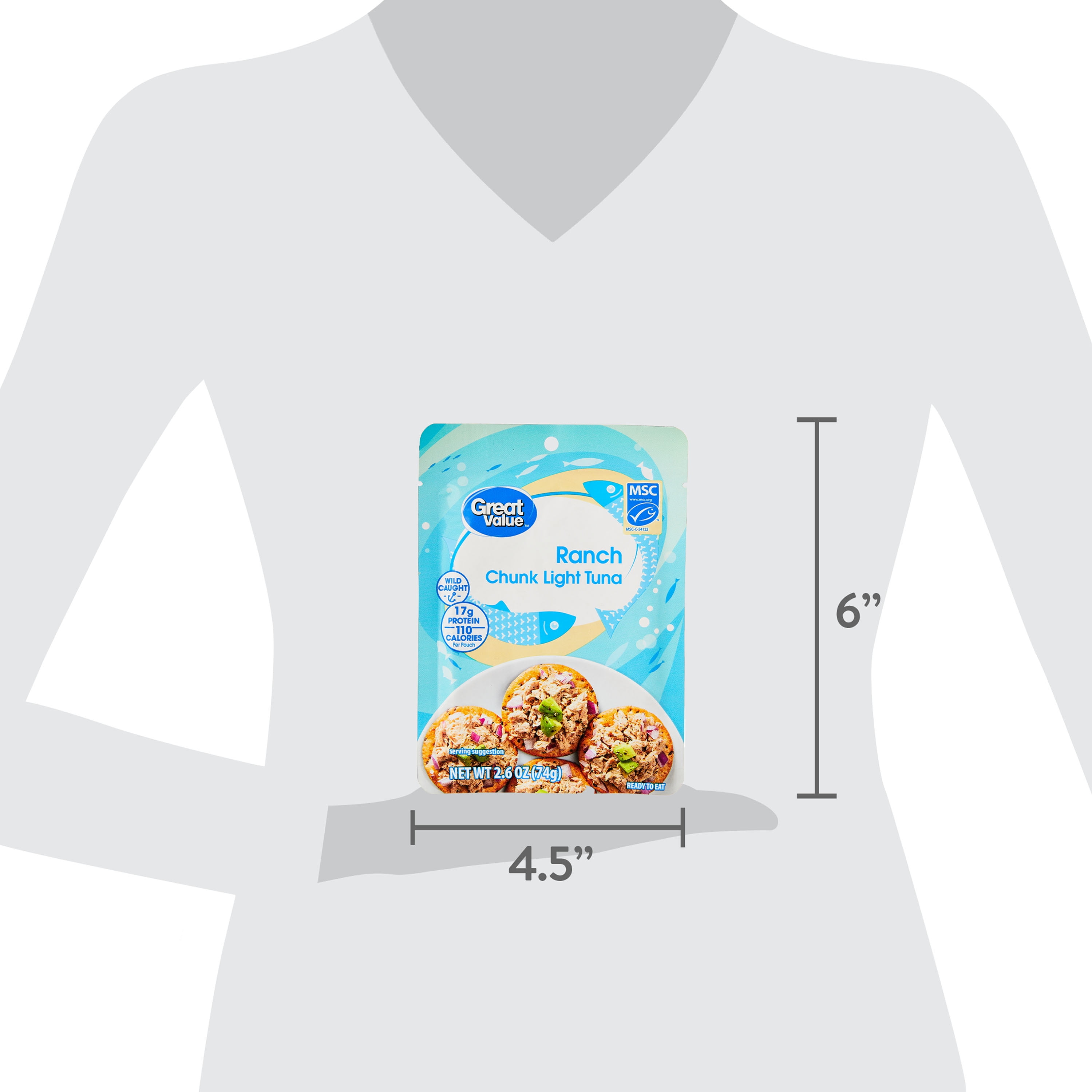 Great Value Ranch Chunk Light Tuna, 2.6 oz Pouch