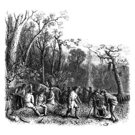 Francis Marion (1732-1795) Namerican Revolutionary Soldier And Commander Fancis Marion Known As The Swamp Fox And His Men At Their Camp In South Carolina During The American Revolutionary War Wood Eng
