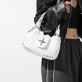 thumbnail image 2 of Bolso de mano con remaches de PU para mujer, bolso cruzado sólido con asa superior, bolso de hombro (blanco), 2 of 4