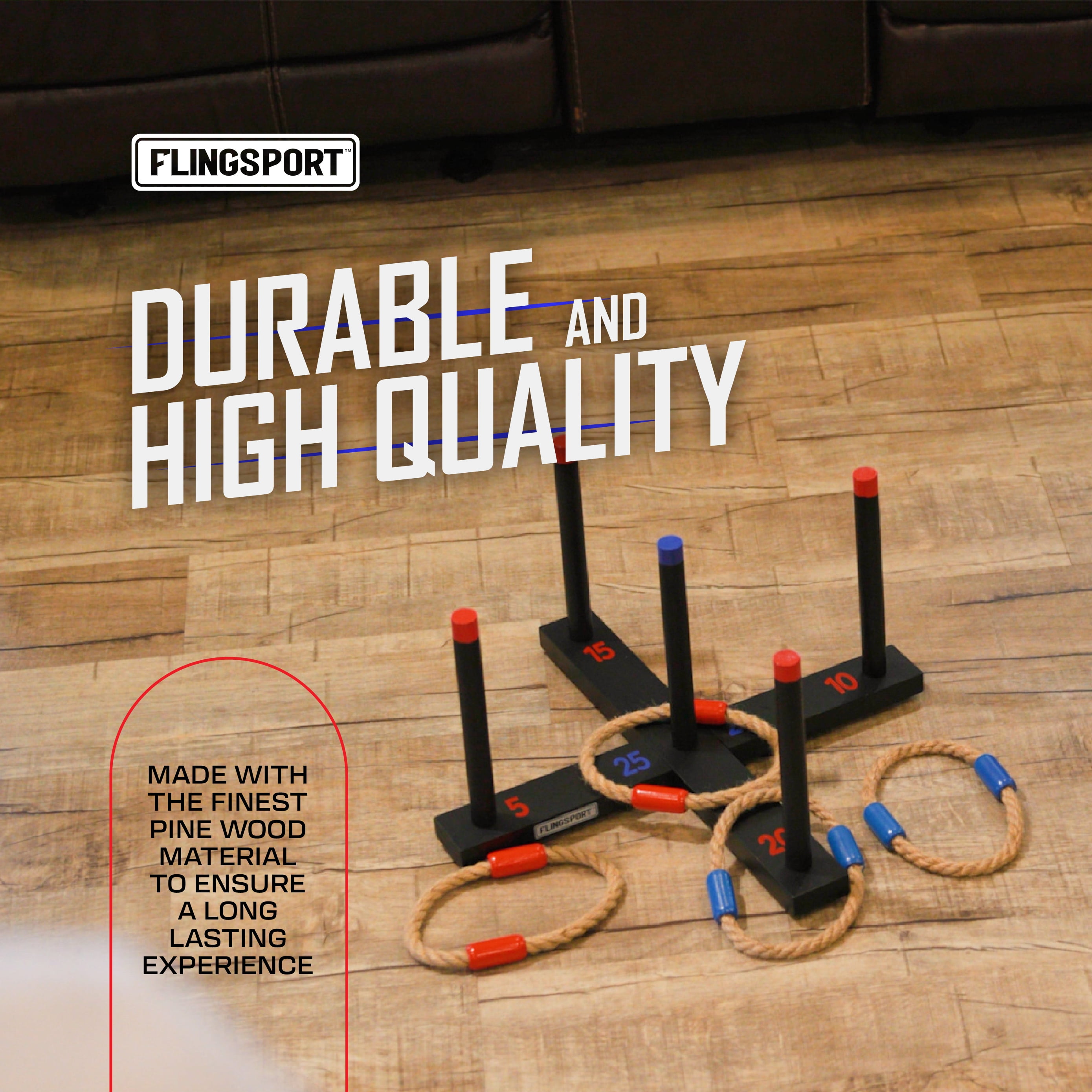 Wood Ring Toss Outdoor Yard Game for Adults and Kids