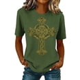 thumbnail image 2 of Haivin St Patrick's Shirts for Women Lucky Irish Shamrock Paddy's Shirt Cute Shamrock Graphic Short Sleeve Tees Tops, 2 of 6