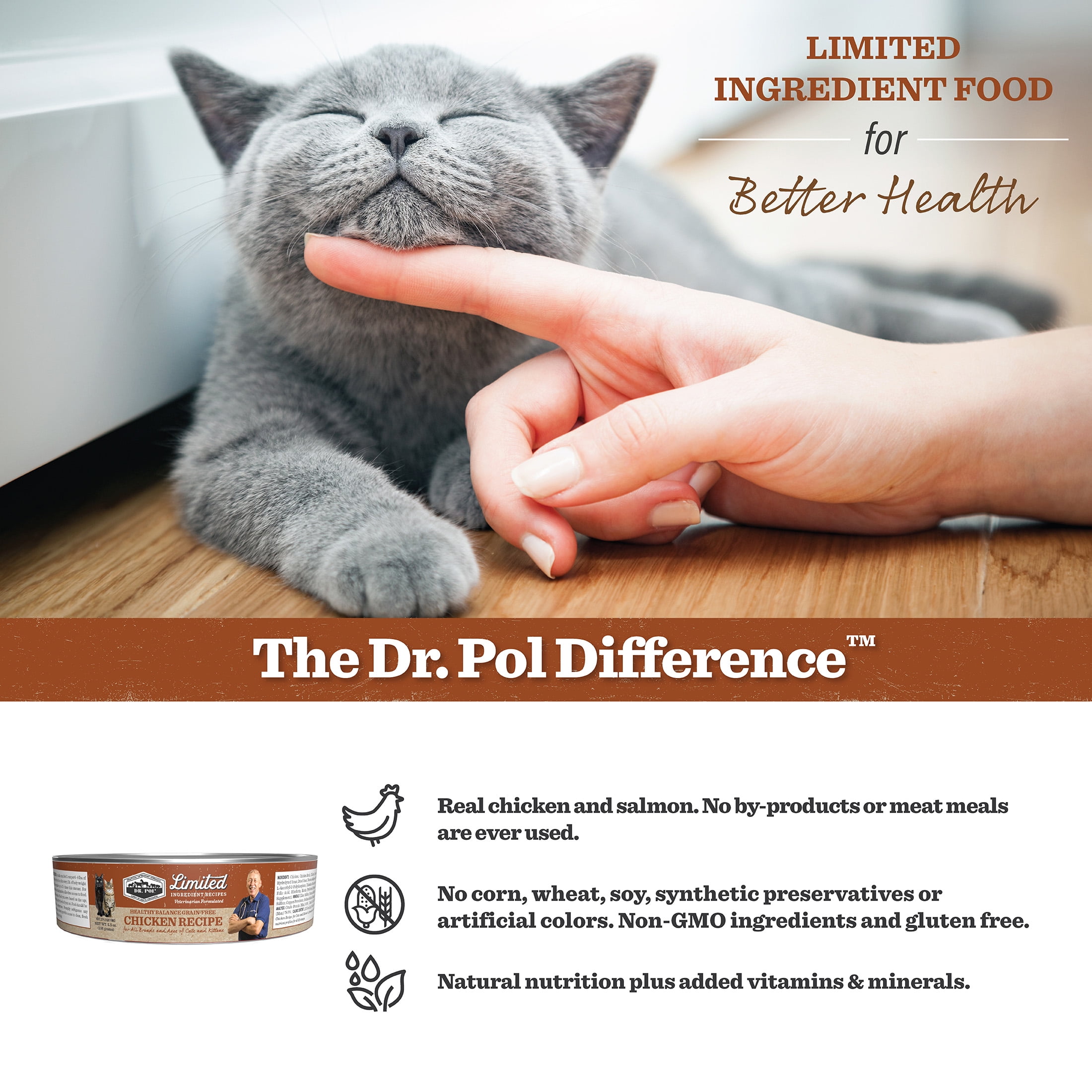 (12 pack) Dr. Pol Limited Ingredient Chicken Canned Cat Food, 5.5oz.