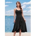 thumbnail image 4 of Women's Cocktail Party Dress, Formal Wedding Guest High Low Dress, Fit Flare Holiday Prom Dress, 4 of 10