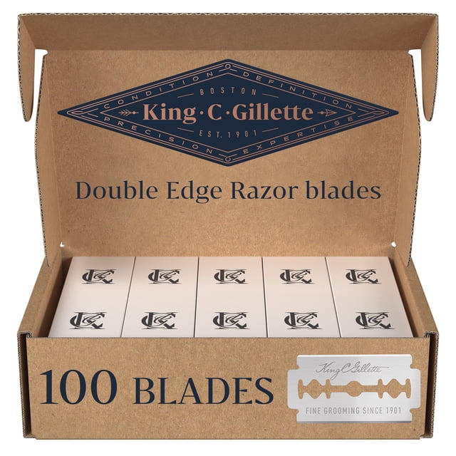 Cuchillas de afeitar de seguridad de doble filo King C. Gillette, 100 unidades
