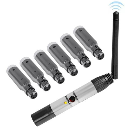 Rockville DMX-WTR Rechargeable Wireless DJ DMX Lighting Transmitter 6) Receivers