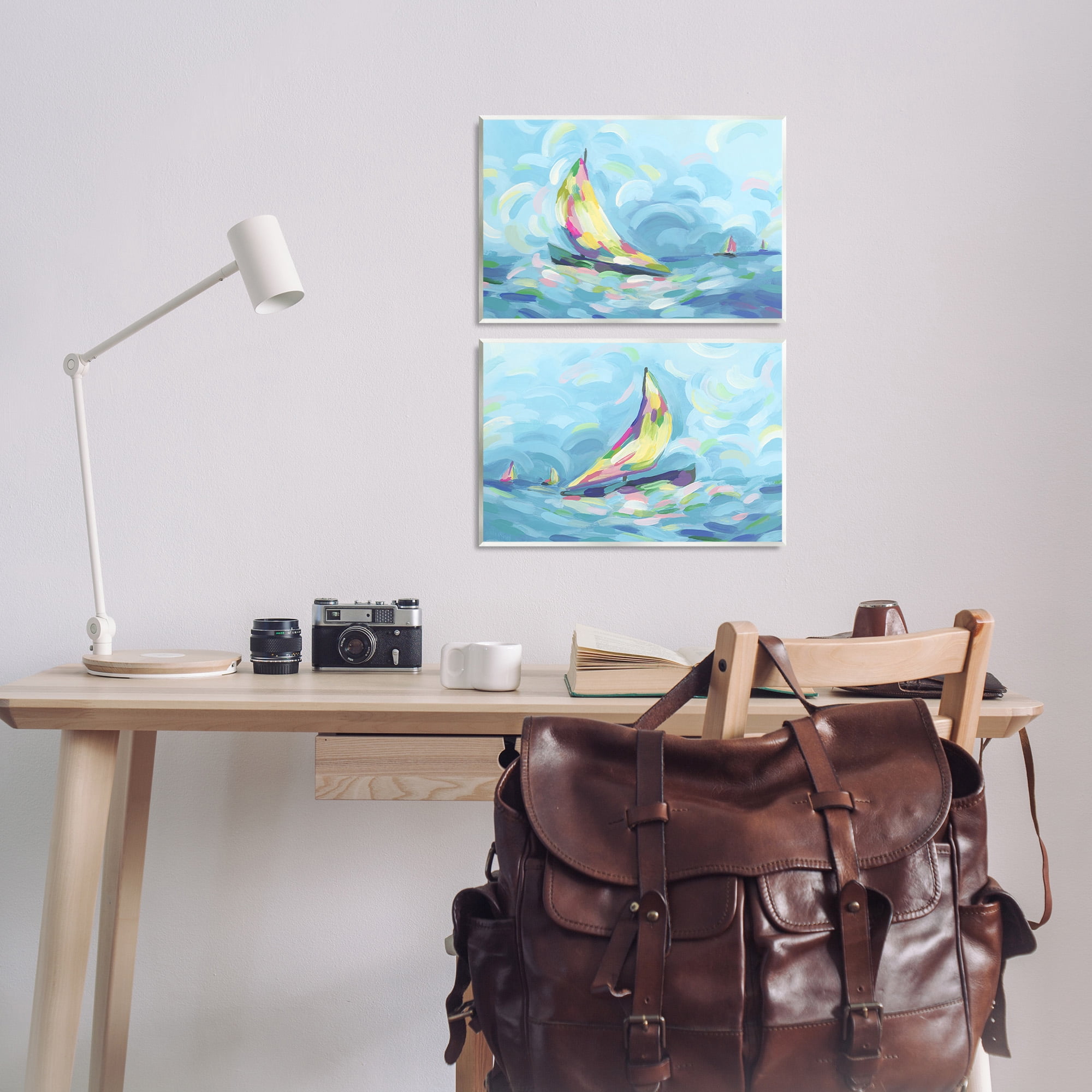 Stupell Industries Brushed Maritime Sailboats Transportation Painting Unframed Art Print Wall Art, 19 x 13, Set of 2