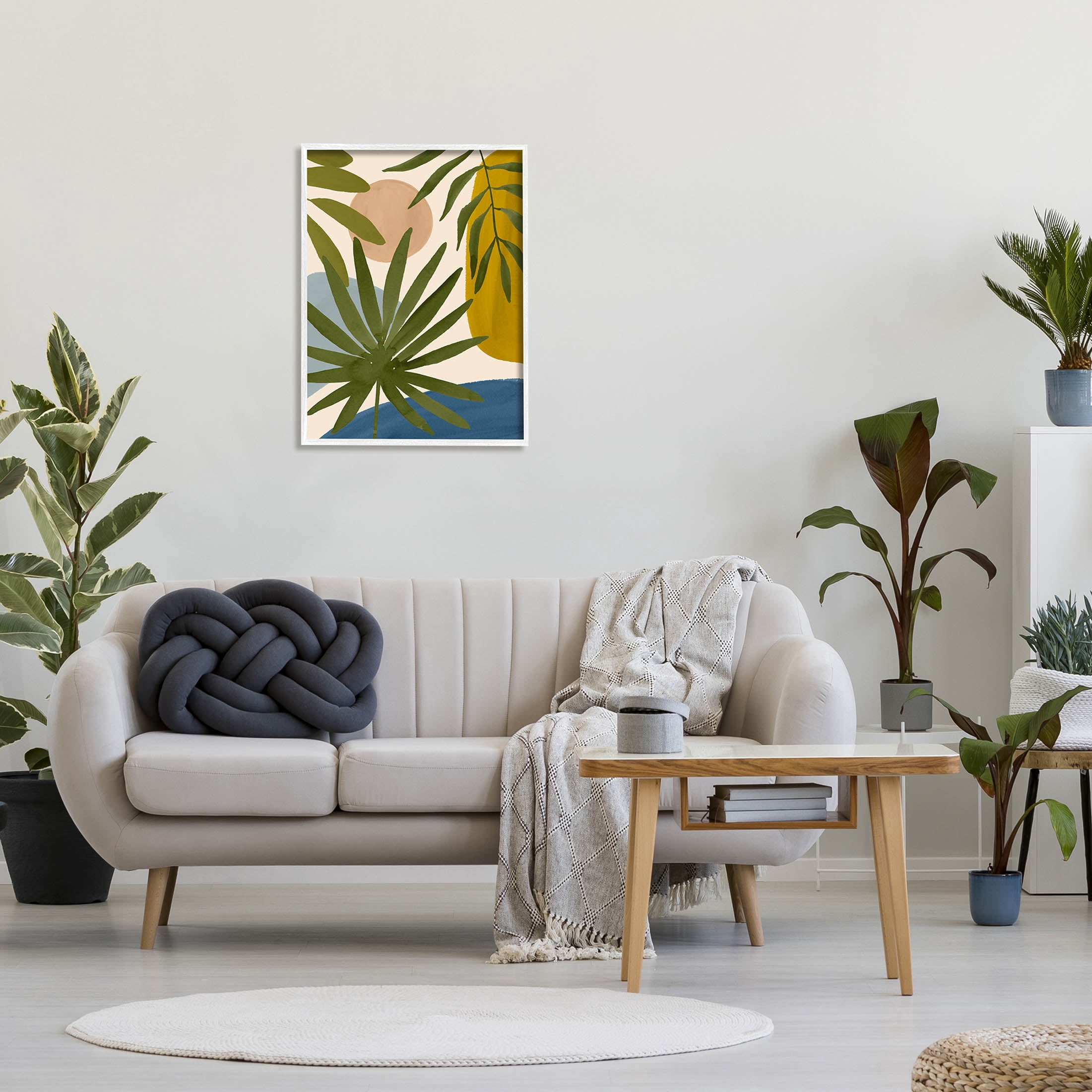 Stupell Industries Various Palm Leaves Geometric Graphic Art White Framed Art Print Wall Art, Design by Victoria Barnes
