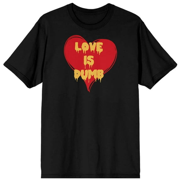 V Day Love Is Dumb Crew Neck Short Sleeve Men's Black T-shirt