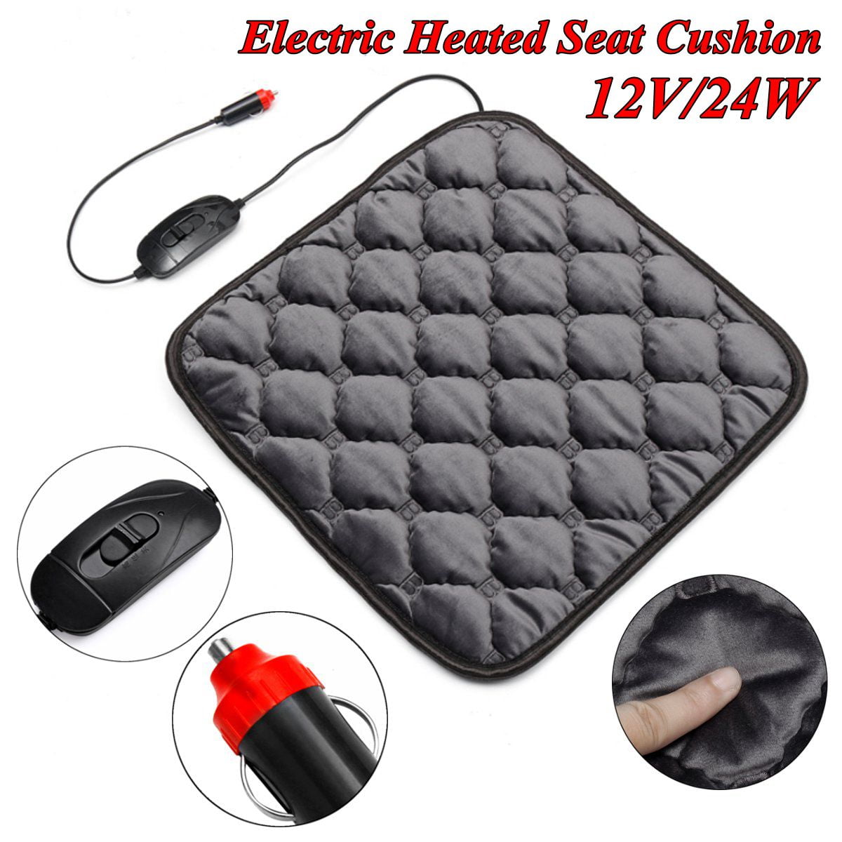 Electric Car Heated Seat Cushion Heater Pad Carbon Fiber Universal 12V