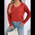 thumbnail image 4 of Suéter de Crochet para Mujer, Top de Larga Calada, Conjuntos de Otoño, Moda Naranja-Rojo L, 4 of 10
